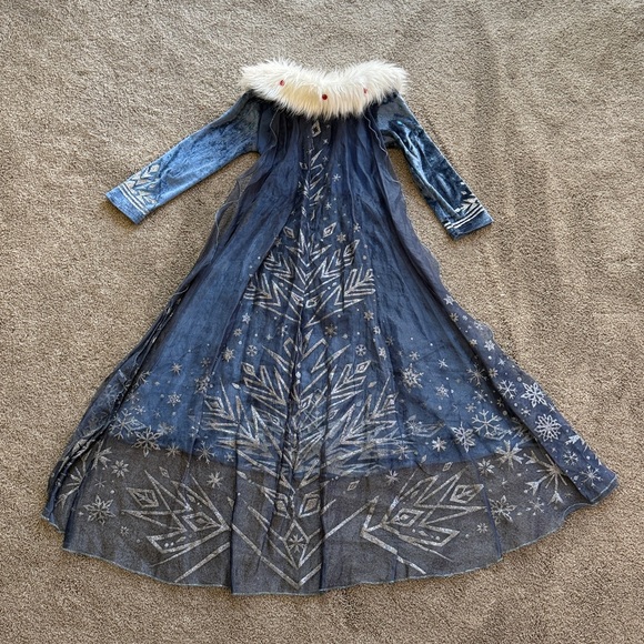 Blue Velvet Dress with Faux Fur Collar - Picture 2 of 6